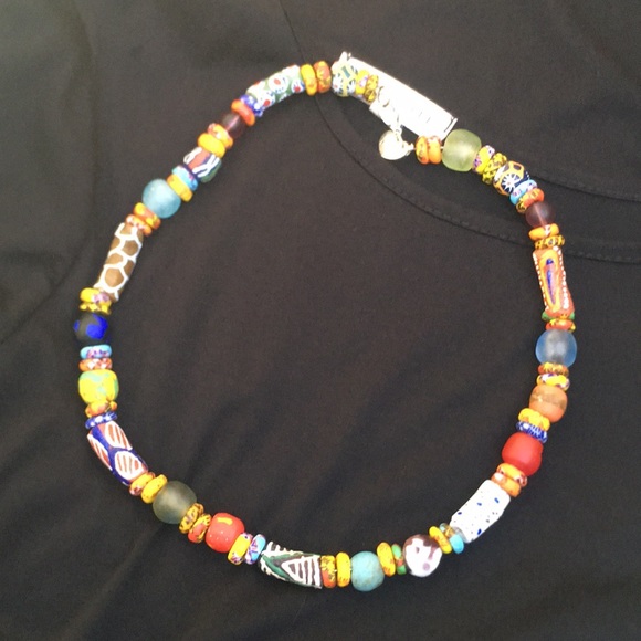 Hand Crafted Jewelry Artisan Sea Glass Recycled Painted Bead